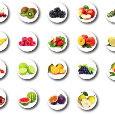 Magnesy na lodówkę płaskie owoce 19 szt